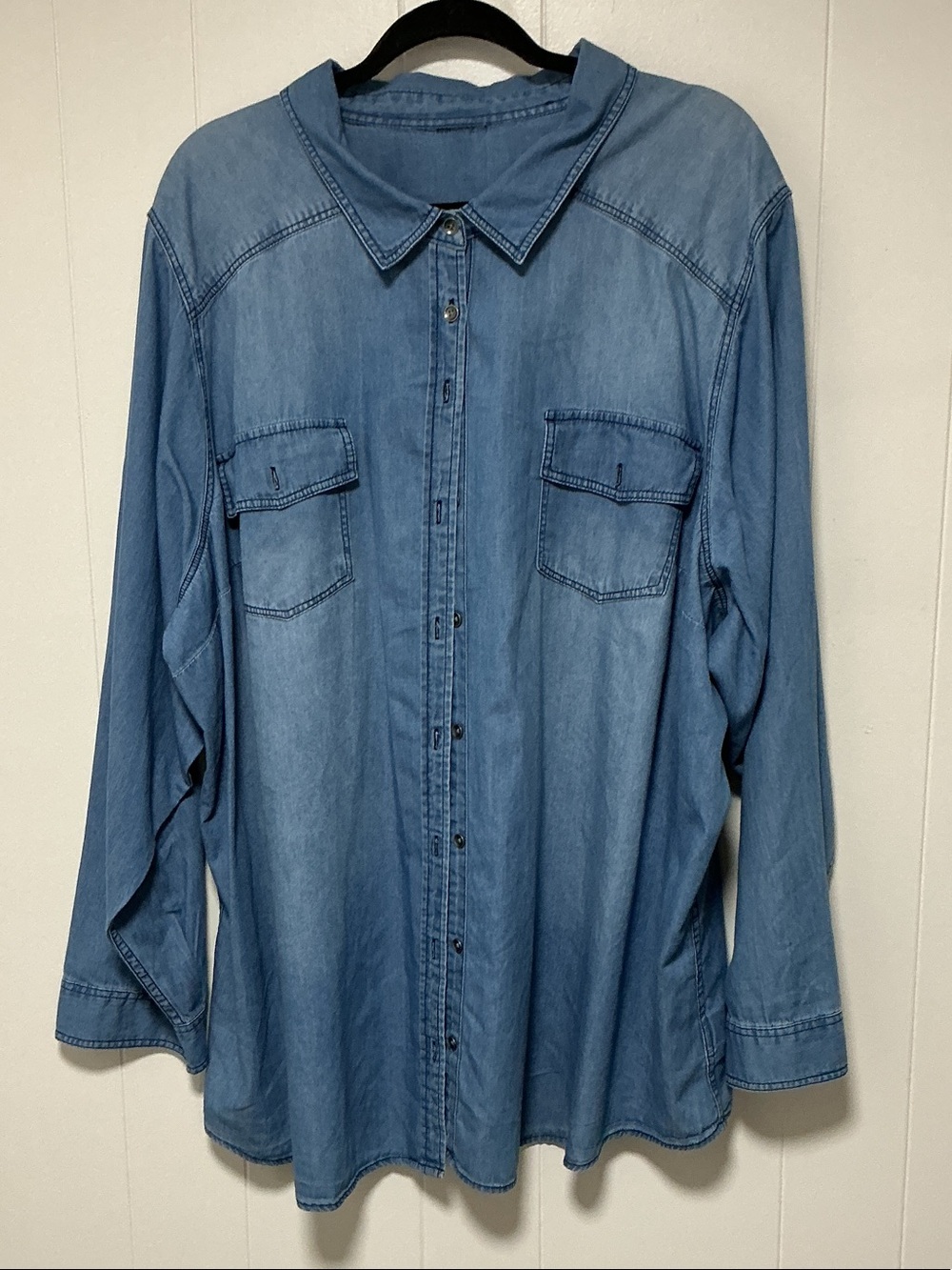 Light Blue Denim Button-Up Shirt - Casual women’s Shirt